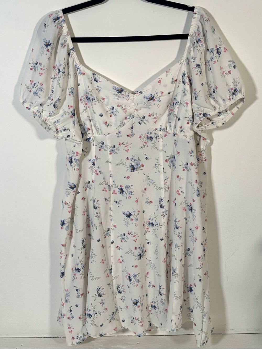 No Boundaries Cream Floral Puff Sleeve Midi Dress Cottagecore Women’s XL